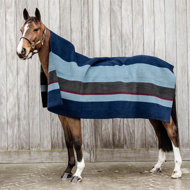 Abschwitzdecke Heavy Fleece Square Stripes Kentucky Dunkelblau-Grau