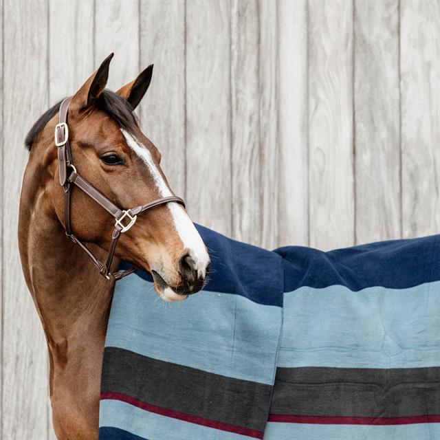 Abschwitzdecke Heavy Fleece Square Stripes Kentucky Dunkelblau-Grau