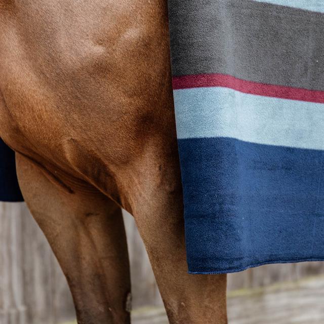 Abschwitzdecke Heavy Fleece Square Stripes Kentucky Dunkelblau-Grau