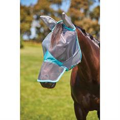 Fliegenmaske ComFiTec Deluxe Fine Mesh mit Ohren & Nase WeatherBeeta Grau-Türkis