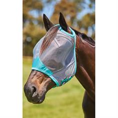 Fliegenmaske ComFiTec Deluxe Fine Mesh WeatherBeeta Grau-Türkis