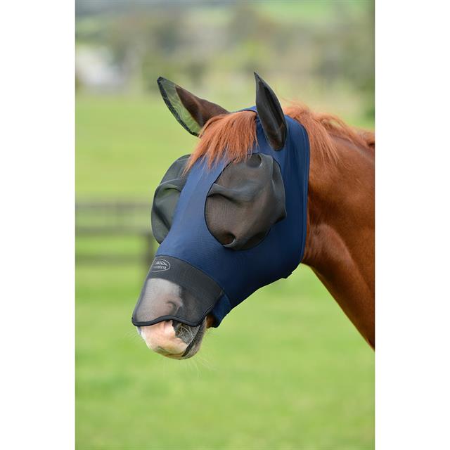 Fliegenmaske ComFiTec Luxe Bug Eye mit Ohren & Nase WeatherBeeta Dunkelblau-Schwarz
