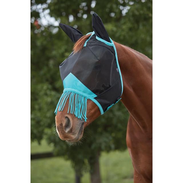 Fliegenmaske Deluxe Fine Ears & Tassels WeatherBeeta Schwarz-Türkis