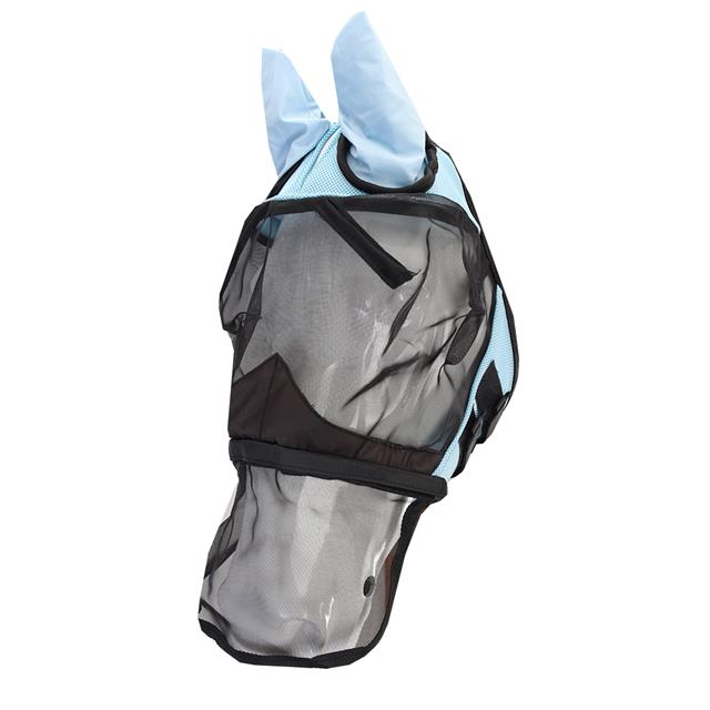 Fliegenmaske mit abnehmbarem Nasennetz Horsegear Hellblau