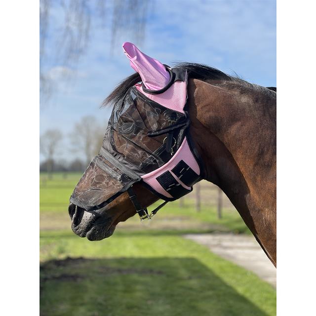 Fliegenmaske mit abnehmbarem Nasennetz HORSEGEAR Rosa