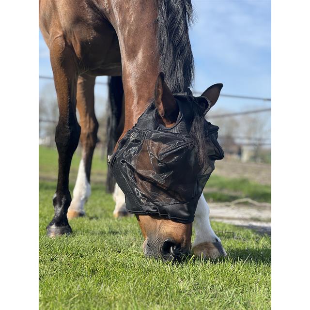 Fliegenmaske ohne Nasennetz und Ohren Horsegear Schwarz