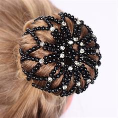 Haarnetz Mit Perlen & Strass Schwarz