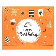 Halter "Happy Birthday" für Geschenkgutschein Orange