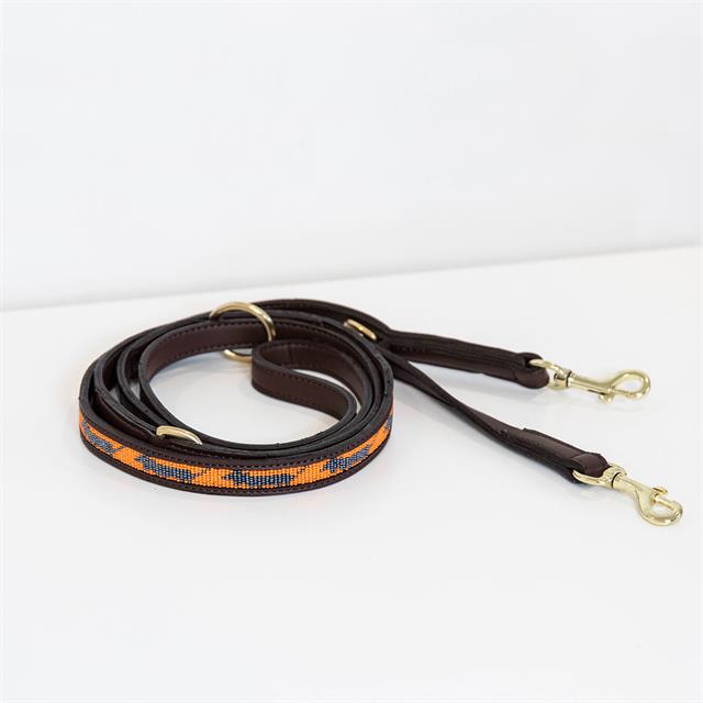 Hundeleine Handmade Pearls Kentucky Orange-Schwarz