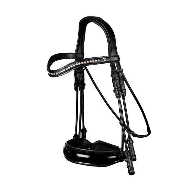 Kandare aus Lackleder Large Dressage Collection Dy'on Schwarz