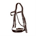 Kandare mit breitem Nasenriemen Lackleder Weiß Unterlegt Dressage Collection Dy'on Braun