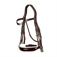 Kandare mit breitem Nasenriemen Lackleder Weiß Unterlegt Dressage Collection Dy'on Braun