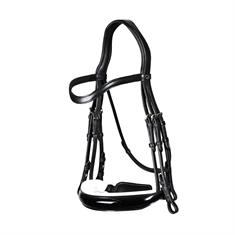 Kandare mit breitem Nasenriemen Lackleder Weiß Unterlegt Dressage Collection Dy'on Schwarz