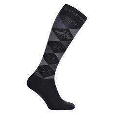 Kniestrümpfe Argyle HV POLO Schwarz-Hellgrau