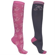 Kniestrümpfe Didy 2er-Pack Kids QHP Pink-Dunkelgrau