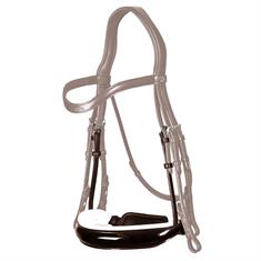 Nasenriemen Patentleder Kandare Weiß Unterlegt Dressage Collection Dy'on Braun