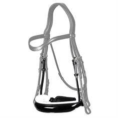 Nasenriemen Patentleder Kandare Weiß Unterlegt Dressage Collection Dy'on Schwarz