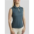 Poloshirt MOStella Mesh Kontrast Ärmellos Montar Mittelblau