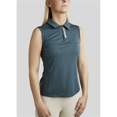Poloshirt MOStella Mesh Kontrast Ärmellos Montar Mittelblau