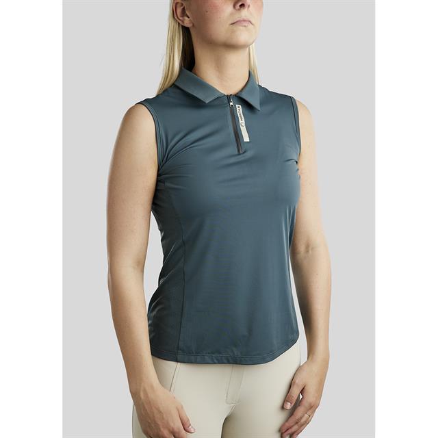 Poloshirt MOStella Mesh Kontrast Ärmellos Montar Mittelblau