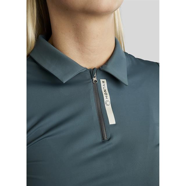Poloshirt MOStella Mesh Kontrast Ärmellos Montar Mittelblau