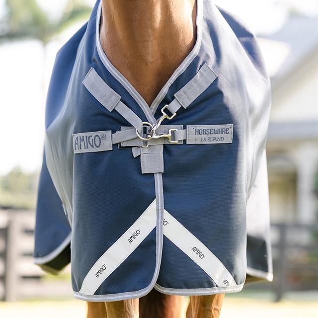 Regendecke Horseware Amigo 1200D 0g Dunkelblau-Grau