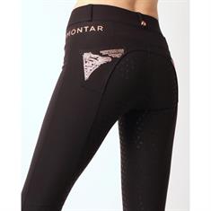 Reithose Rosa Yati Highwaist Vollbesatz Silikon Montar Schwarz
