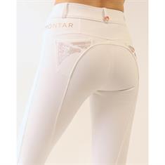 Reithose Rosa Yati Highwaist Vollbesatz Silikon Montar Weiß