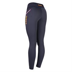 Reitleggings Kids Vollbesatz Silikon KNHS Dunkelblau-Orange