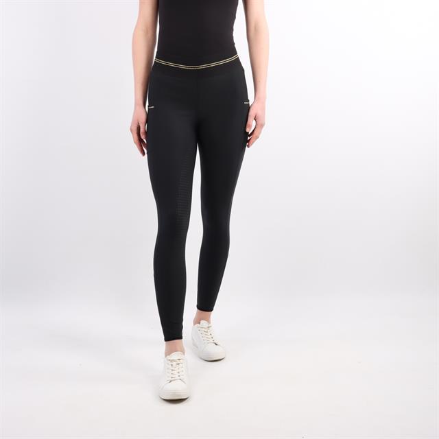 Reitleggings Qnila Vollbesatz Silikon Quur Schwarz-Gold