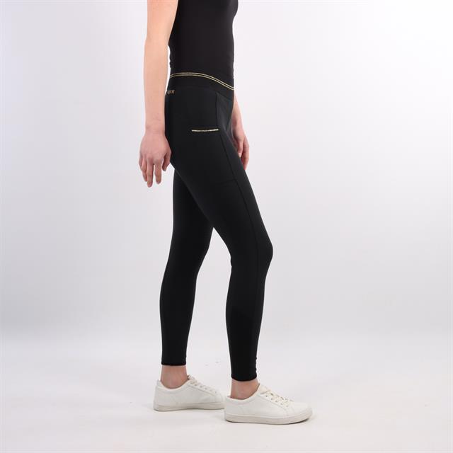 Reitleggings Qnila Vollbesatz Silikon Quur Schwarz-Gold