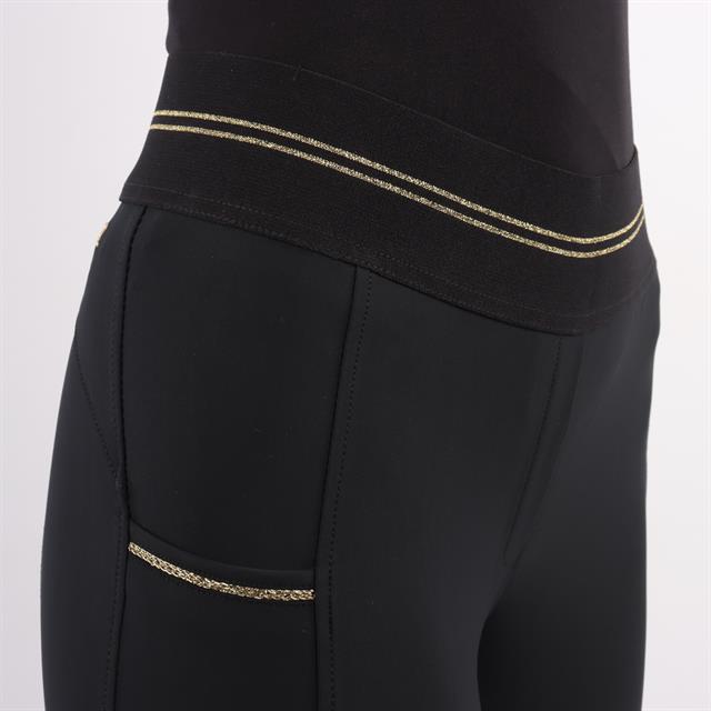 Reitleggings Qnila Vollbesatz Silikon Quur Schwarz-Gold