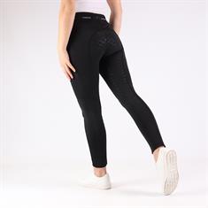 Reitleggings Rose Softshell Vollbesatz Silikon Montar Schwarz