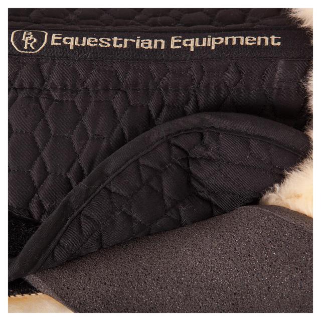 Sattelpad Lammfell Aussparung Wirbelsäule + 4 Kissen BR Schwarz-Beige