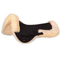 Sattelpad Lammfell Aussparung Wirbelsäule BR Schwarz-Beige