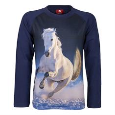 T-Shirt Pixel Kids Red Horse Dunkelblau