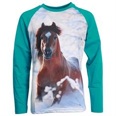 T-Shirt Pixel Kids Red Horse Hellblau