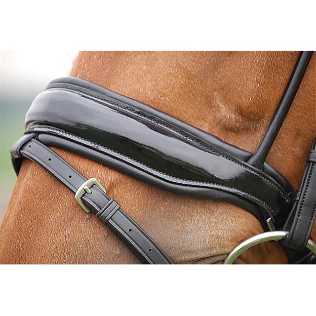 Trense Dressage Lack rundgenäht Dy'on Schwarz-Schwarz