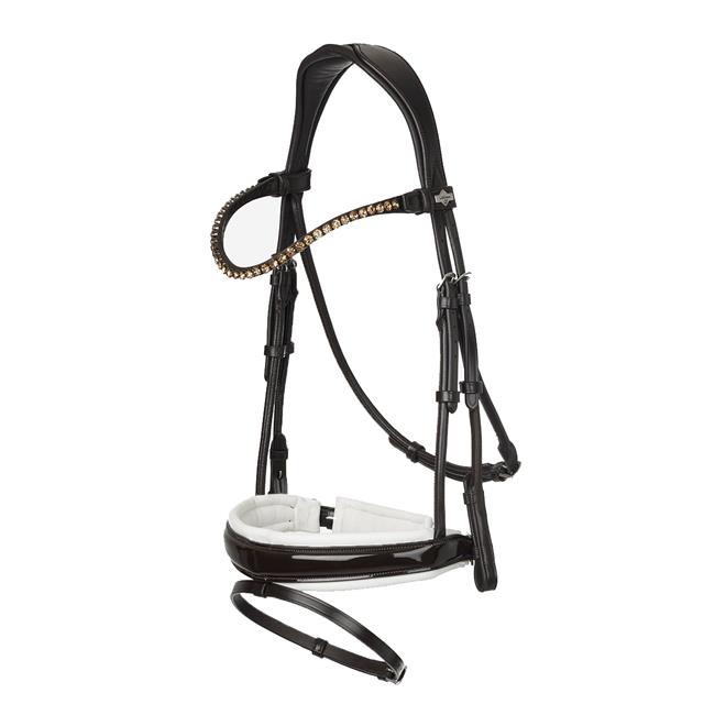 Trense Kudos Dressur Lack LeMieux Braun-Weiß